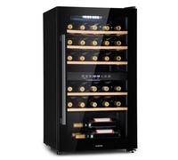 KLARSTEIN Free-standing Wine Cooler Drinks Fridge, Dual Zone Wine Fridges Drinks Cooler, Indoor/Outdoor Small Beer Fridge with Glass Door, UV Protection Refrigerator w/Touch Pad, 4-22°C, 29 Bottles