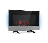 KLARSTEIN Basel - Baseline Electric Fireplace, Fan Heater, Power: 2000 Watts, 2 Heating Levels, LED Flame Illusion in 7 Colours, LED Background Lighting, Thermostat, Weekly Timer, LED Display, Black