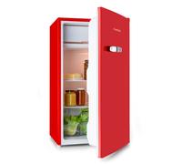 KLARSTEIN Beercracker - 90L Refrigerator, Volume: 90L, Energy Efficiency Class E, Freezer Compartment, Vegetable Compartment, 3 Door Compartments, Bottle Opener on the Device, 2 Glass Shelves, Red