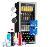 KLARSTEIN Beersafe 242 L Drinks Fridge with Glass Door, Black/Silver | LED light, removable metal shelves, quiet, beer & beverage fridge for cans & bottles