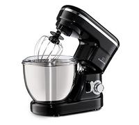 Klarstein Bella Mini Food Processor - kneading machine with 1200 W power in 6 speed levels, stainless steel dough mixer, pulse function, planetary mixing system, 3 mixing attachments, Black