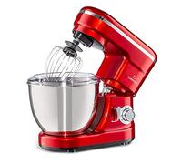 Klarstein Bella Mini Kitchen Machine - kneading Machine with 1200 W Power in 6 Speed Levels, Stainless Steel Mixer, Pulse Function, Planetary Mixing System, 3 Mixing attachments, red