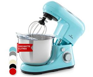 Klarstein Bella Pico 2G - Stand Mixer, Mixer, Food Mixer, Food Processor, 6 Power Levels with Pulse Function, Planetary Mixing System, 5 L Stainless Steel Bowl, 3 Pieces, 1200 W / 1.6 HP, Blue