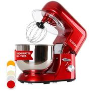Klarstein Bella - Stand Mixer, Mixer, Food Mixer, 1300W, 5l Stainless Steel Bowl, 6 Speed, Range of Accessories, Keyless Chuck for Tool Holder, Easy to Operate - Red
