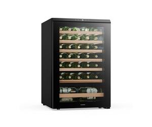 KLARSTEIN Bevora Wine Fridge 48 Bottles - Freestanding Wine Cooler, Touch Control 4-18 °C, UV Glass Door, LED Light, Wooden Shelves