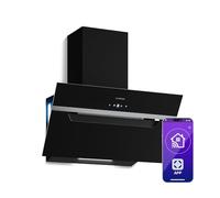Klarstein BigBite Angled Cooker Hood - 60cm Glass, 417 m³/h Boost, A+++ Energy, LED Lighting, Touch Control, Quiet, 3+Boost Speeds, Exhaust & Recirculation, Kitchen Extractor, Black