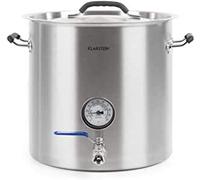 Klarstein Brauheld Pur - Mash Kettle, Beer Brewing System, Integrated Thermometer, 0.7 mm Wall Thickness, 3 mm Thick Sandwich Base Suitable for Induction Hobs, 1/2" Drain Tap, Silver, 35 litres