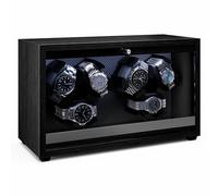 Klarstein Brienz 6 Watch Winder - Wooden-Look, Quiet Motor, 4 Rotation Modes, LED Lighting, Memory Foam Cushion, USB Powered