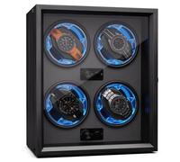 Klarstein Brienz 6 Watch Winders - Quiet Watch Winder for 6 Watches, in Wood Look with 4 Rotation Modes & LED Lighting, Memory Foam Cushion, USB Operated, black, 2 watch winders