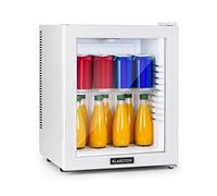 KLARSTEIN Brooklyn Mini Fridge for Bedrooms - Food, Drinks, Skincare & Beer Fridge Cooler, Glass Door Drinks Fridges, Adjustable Shelves, Quiet & Small Fridges For Home, Office, Camping, 12-18°C, 23L