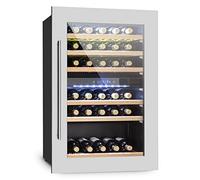 Klarstein Built-In Wine Cooler Fridge, Dual Zone Wine Fridge with Glass Door, 132L Slimline Drinks for Beer & Chiller Bottle for Home Pub, Indoor/Outdoor Bar 35 Bottles