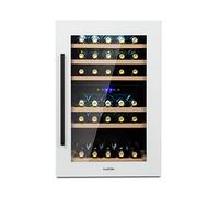 Klarstein Built-In Wine Cooler Fridge, Dual Zone Wine Fridge with Glass Door, 132L Slimline Drinks Fridge for Beer & Wine, Chiller Bottle Fridge for Home Pub, Indoor/Outdoor Bar Fridge, 41 Bottles