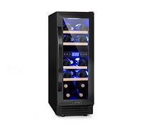 KLARSTEIN Built-In Wine Cooler Fridge, Dual Zone Wine Fridge with Glass Door, 53L Slimline Drinks for Beer & Chiller Bottle for Home Pub, Indoor/Outdoor Bar 17 Bottles