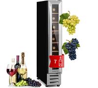 KLARSTEIN Built-In Wine Cooler Fridge, Single Zone Wine Fridge with Glass Door, 20L Slimline Drinks Fridge for Beer & Wine, Chiller Bottle Fridge for Home Pub, Indoor/Outdoor Bar Fridge, 7 Bottles