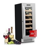 Klarstein Built-In Wine Cooler Fridge, Single Zone with Glass Door, 50L Slimline Drinks for Beer, Chiller Bottle for Home Pub, Indoor/Outdoor Bar Fridge, 20 Bottles