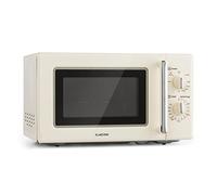 Klarstein Caroline 2-in-1 Microwave Grill Combo - 20L, 700/1000W, Ø25.5cm, Retro Design, Stainless Steel, Beige