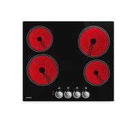 Klarstein Ceramic Hob, Electric Hob Ceramic Cooker, Rotary Controls, Residual Heat Indicator, Child Lock & Auto Shut-Off, Easy-Clean Glass Surface, 4 Ring, 4 Zone, 60cm, 5800W