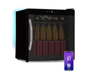 KLARSTEIN Coachella 50 Onyx Drinks Fridge - 47L Smart Beverage Refrigerator with WiFi, LED Lighting, Touch Control, 3-18°C Cooling, Panoramic Glass Door, Black