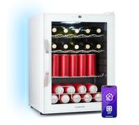 KLARSTEIN Coachella 60 Drinks Fridge - 60L Beverage Refrigerator with WiFi, 7-Colour LED Lighting, Glass Door, Touch Control, 3 Shelves, 3-18°C Cooling, White
