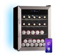 KLARSTEIN Coachella 60 Smart Drinks Fridge - 60L Beverage Refrigerator, WiFi Control, Whisper Quiet, Stainless Steel, LED Lighting, 3-18°C, Removable Shelves