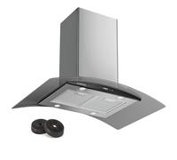 Klarstein Cooker Hood 90cm, Extractor Fan for Kitchen w/Dishwasher Safe Aluminium Grease Filter, 600 m³/h Airflow, LEDs, Touch Controls Cooker Hoods, Wall Mount Steel Fan Vent Hoods