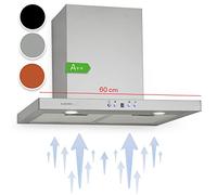 Klarstein Cooker Hood, Extractor Fan for Kitchen w/Dishwasher Aluminium Grease Filter, 600m³/h flow, LEDs, EEC A++ Cooker Hoods, Wall Mount Steel Fan Vent Hoods, Kitchen Extractor Fan, Silver, 60 cm