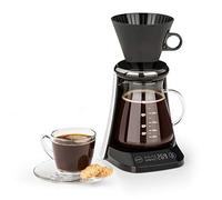 KLARSTEIN Craft Coffee - Coffee Maker, Pour Over, Filter Coffee Machine, Hand Brewing Method, Scale, Timer, Glass Jug, Filter Attachment, 600ml, Touch Control, LED Display, Black-White