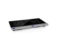Klarstein Cucinata Portable Hotplate, Double Induction Cooktop, 3100W, Touch Control, Pot Sensor, Shut-off Timer, 10 Levels, Overheating Protection, Child Lock, Glass Ceramic, Silver