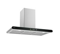 Klarstein CurveVent Wall-Mounted Cooker Hood - 90cm, 676 m³/h Air Flow Energy Efficiency, Touch Control, LED Lighting, Quiet 56 dB, Black, Dishwasher-Safe Filters, Exhaust & Carbon Filter