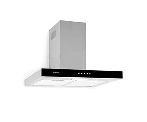 Klarstein Darya Cooker Extractor Hood, EEC A, 310 m³ / h Exhaust Air, 2 Aluminium Grease Filters Included, 67 dB, Stainless Steel, Air Recirculation Possible, Black Acrylic Glass Front, Silver, 60 cm