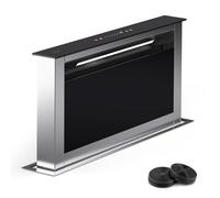 Klarstein downdraft extractor hood 60 cm, retractable extractor hood exhaust/recirculating air for the kitchen, slim recirculating without pipe, 713 m³/h air flow, LED lighting & touch control panel