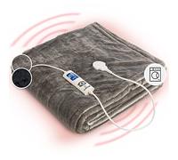 Klarstein Dr. Watson - Electric blanket, Cosy Blanket, Heated Blanket, Warm Blanket, Three Power Levels, Washable, Heated Throw - 180 x 130 cm, 120 Watts - Cream/Grey