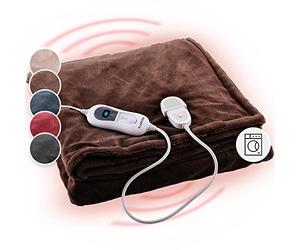 KLARSTEIN Dr. Watson - Electric Blanket, Cosy Blanket, Heated Blanket, Warm Blanket, Three Power Levels, Washable, Heated Throw - 180 x 130 cm, Brown