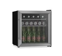KLARSTEIN Drinks Fridge Glass Door - 47L Mini Beverage Refrigerator, LED Lighting, Double-Glazed, Adjustable Shelves, 3-10°C, Under Counter, Quiet