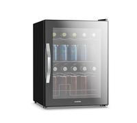 KLARSTEIN Drinks Fridge Glass Door - 60L Mini Beverage Refrigerator, LED Lighting, 0-13°C, 4 Removable Shelves, Double-Glazed, Under Counter, Precise Temp Control