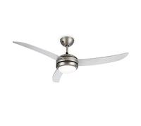 KLARSTEIN El Paso ceiling fan - diameter: 52" (132 cm) - 3 blades - ceiling lamp with E27 base - 2 running directions - 3 speed settings - remote control - silver look