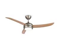 KLARSTEIN El Paso Ceiling Fan - Diameter: 52" (132 cm), 3 Sashes, Ceiling Lamp with E27 Base, 2 Directions of Movement, 3 Speed Levels, 180 RPM, Ceiling Mounting, Remote Control, Oak Look