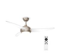 KLARSTEIN El Paso Ceiling Fans with Lights & Remote - 6 Speeds, Quiet DC Motor, 3 Light Modes, Indoor/Outdoor, 132cm, Reversible, Downrod Mount, 25m² Coverage, White