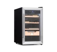 Klarstein El Presidente Cigar Humidor - thermoelectric humidor Cabinet with Glass Door, humidor humidifier with Cedar Wood Shelves, Hygrometer, LED Interior Light, 48 litres, Silver
