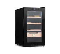KLARSTEIN El Presidente Cigar Humidor - thermoelectric humidor cabinet with glass door, humidor humidifier with cedar wood shelves, hygrometer, LED interior light, 48 litres, black