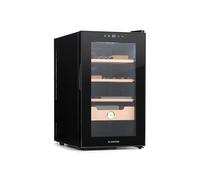 KLARSTEIN El Presidente Cigar Humidor - thermoelectric humidor cabinet with glass door, humidifier with cedar wood inserts, hygrometer, LED interior lighting, 23 litres, black