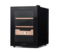 Klarstein El Presidente Cigar Humidor - thermoelectric humidor Cabinet with Glass Door, humidor humidifier with Cedar Wood Shelves, Hygrometer, LED Interior Light, 37 litres, Black