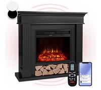 Klarstein Electric Fireplace, Electric Fire and Surround Mantel Suite, 1800W LED Flame Fire Place with Remote Control, Timer, and Auto Temperature Control, Indoor Log Effect Wood Burner, Fan Heater