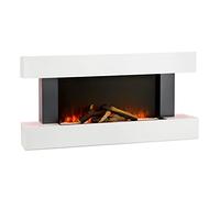 Klarstein Electric Fireplace, Electric Fire and Surround Mantel Suite, 2000W LED Flame Fire Place Remote Control, Timer, and Auto Temperature Control, Indoor Log Effect Wood Burner, Fan Heater, White