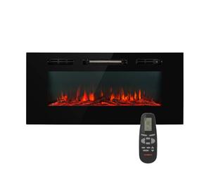 Klarstein Electric Fireplace, Electric Log Burner Indoor, 1800W Electric Fire Wall Mount Flame Electric Fire Place with LED Flame Effect, Fake Fireplace, Remote Control, Adjustable Thermostat Timer