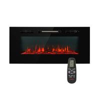 Klarstein Electric Fireplace, Electric Log Burner Indoor, 1800W Fire Wall Mount Flame Fire Place with LED Flame Effect, Fake Fireplace, Remote Control, Adjustable Thermostat Timer