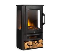 Klarstein Electric Fireplace, Electric Log Burner Indoor, 2000W Electric Fire Free Standing Flame Electric Fire Place with LED Flame Effect, Fake Fireplace, Remote Control, Adjustable Thermostat Timer