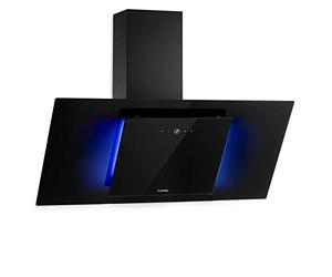 Klarstein Eleonora - Head-Free Extractor Hood, EEC A ++, Exhaust Air Capacity: 426 m³ / h, Touch Control, RGB Ambience Colour, 60dB, Circulating Air and Exhaust Air, LED, Grease Filter, 90cm - Black