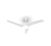 Klarstein Figo 2-in1 Ceiling Fan and Light - 52", 55W Fan Power, 2 x 43W Ceiling Lamp, 3 Speed, Fan 3 Blades, Space-Saving, Lamp Milky Glass Shade, Remote Control, White