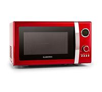 Klarstein Fine Dinesty Retro Microwave Oven with Grill Function Digital Display Timer (12 Programmes, 800W Microwave and 1000W Grill Power, 3 Defrost Levels) Red